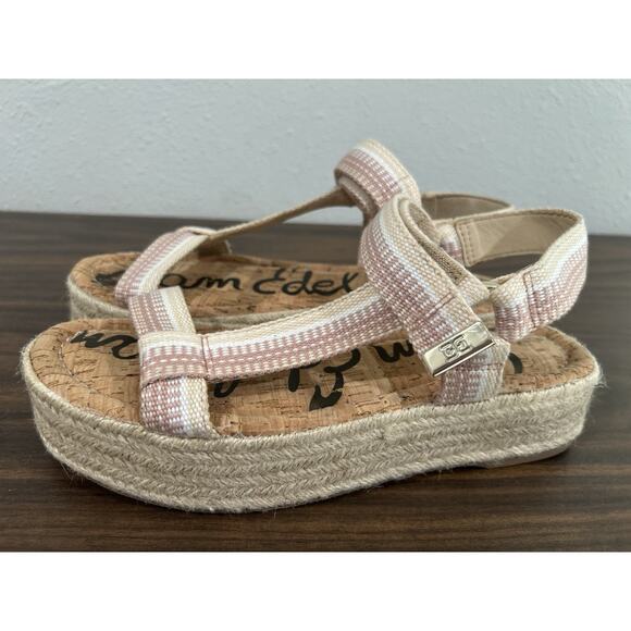 Sam Edelman Artica Platform Wedge Espadrilles Sandals Sz 10 Pink Beige Vacation - Picture 5 of 9